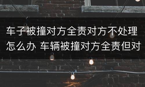 车子被撞对方全责对方不处理怎么办 车辆被撞对方全责但对方不赔怎么办