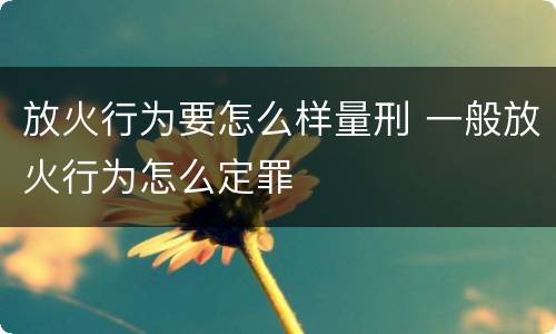 放火行为要怎么样量刑 一般放火行为怎么定罪