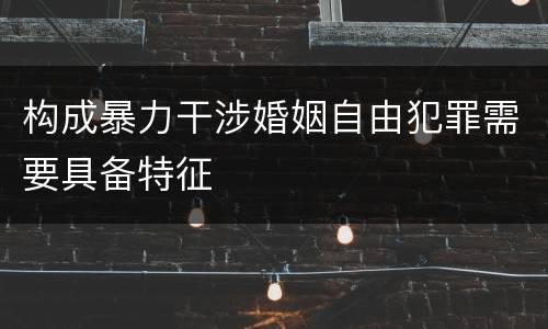 构成暴力干涉婚姻自由犯罪需要具备特征