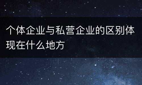 个体企业与私营企业的区别体现在什么地方