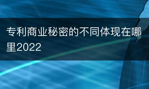 专利商业秘密的不同体现在哪里2022