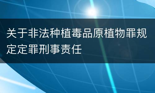 关于非法种植毒品原植物罪规定定罪刑事责任