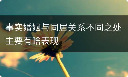 事实婚姻与同居关系不同之处主要有啥表现