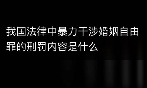 我国法律中暴力干涉婚姻自由罪的刑罚内容是什么