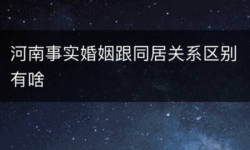 河南事实婚姻跟同居关系区别有啥