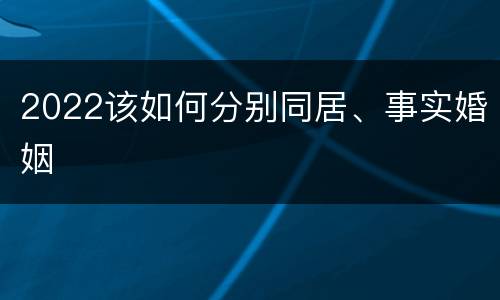 2022该如何分别同居、事实婚姻