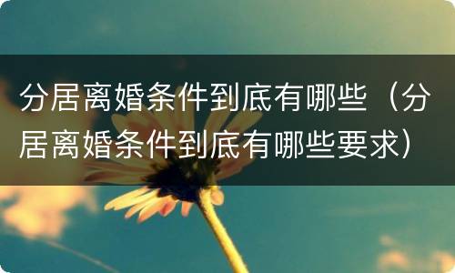 分居离婚条件到底有哪些（分居离婚条件到底有哪些要求）