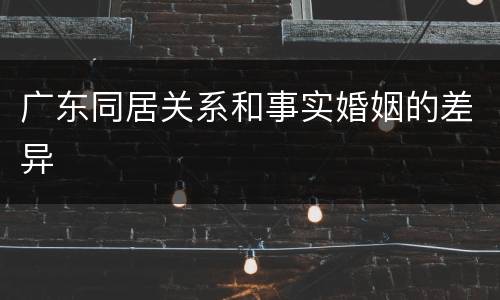 广东同居关系和事实婚姻的差异