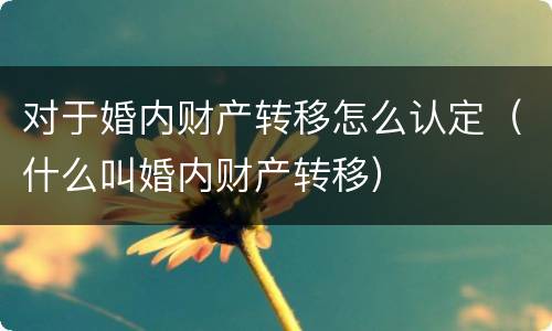 对于婚内财产转移怎么认定（什么叫婚内财产转移）