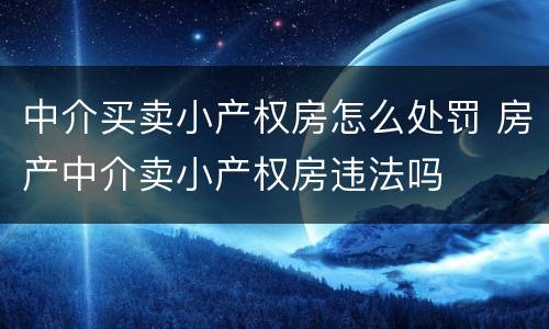 中介买卖小产权房怎么处罚 房产中介卖小产权房违法吗