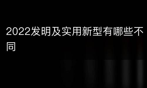 2022发明及实用新型有哪些不同
