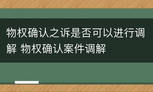 物权确认之诉是否可以进行调解 物权确认案件调解
