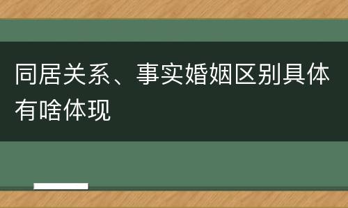 同居关系、事实婚姻区别具体有啥体现