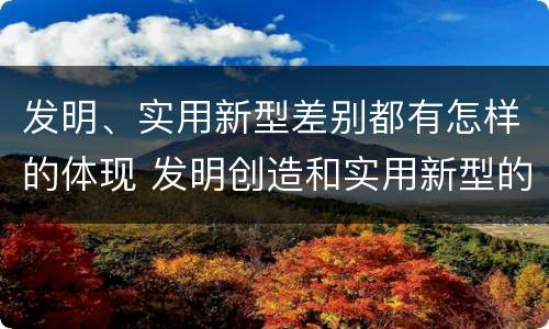 发明、实用新型差别都有怎样的体现 发明创造和实用新型的区别