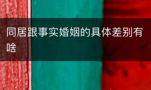 同居跟事实婚姻的具体差别有啥