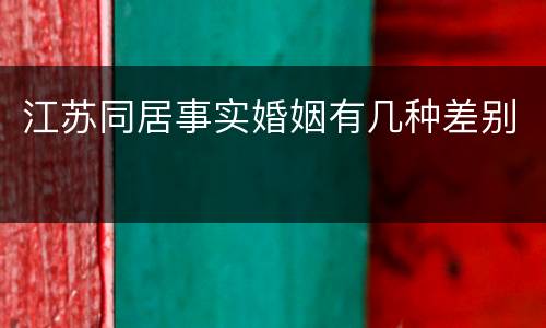 江苏同居事实婚姻有几种差别