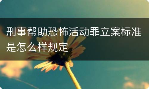 刑事帮助恐怖活动罪立案标准是怎么样规定