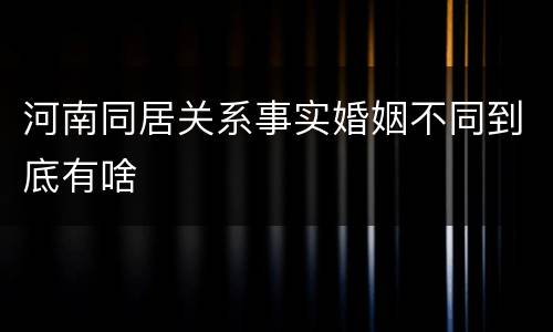 河南同居关系事实婚姻不同到底有啥