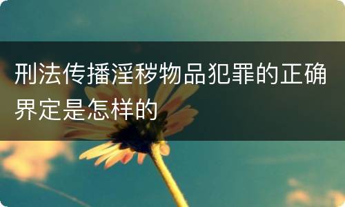 刑法传播淫秽物品犯罪的正确界定是怎样的