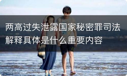 两高过失泄露国家秘密罪司法解释具体是什么重要内容