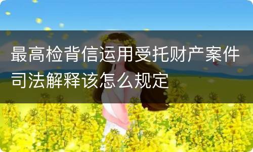 最高检背信运用受托财产案件司法解释该怎么规定
