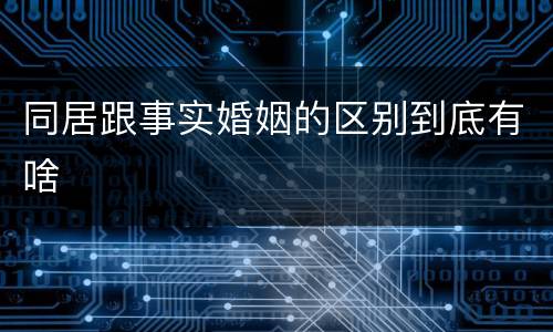 同居跟事实婚姻的区别到底有啥