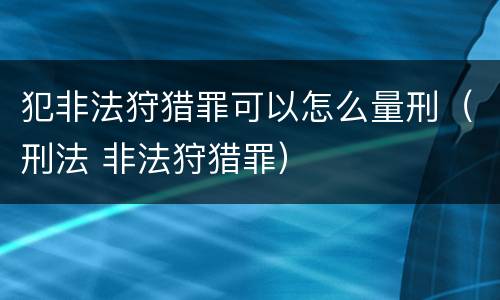 犯非法狩猎罪可以怎么量刑（刑法 非法狩猎罪）
