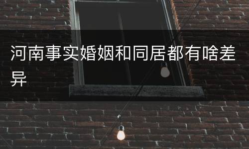 河南事实婚姻和同居都有啥差异
