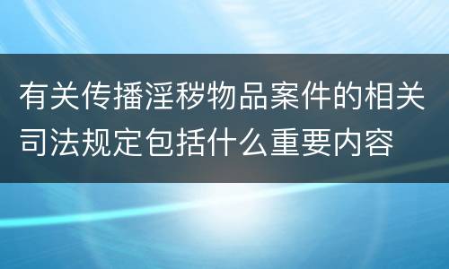 有关传播淫秽物品案件的相关司法规定包括什么重要内容