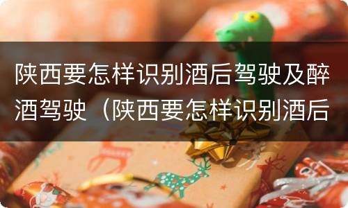 陕西要怎样识别酒后驾驶及醉酒驾驶（陕西要怎样识别酒后驾驶及醉酒驾驶人员）