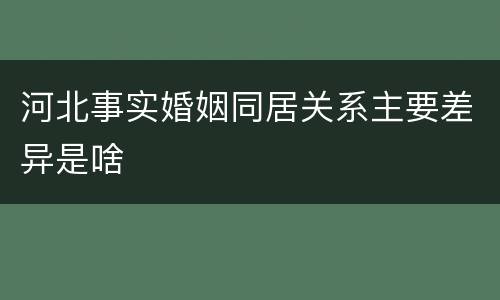 河北事实婚姻同居关系主要差异是啥