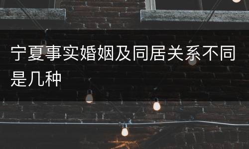 宁夏事实婚姻及同居关系不同是几种