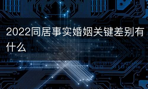 2022同居事实婚姻关键差别有什么