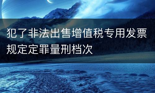 犯了非法出售增值税专用发票规定定罪量刑档次