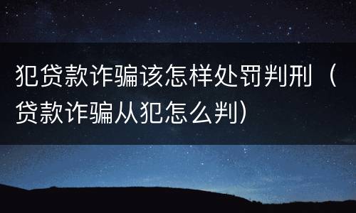 犯贷款诈骗该怎样处罚判刑（贷款诈骗从犯怎么判）