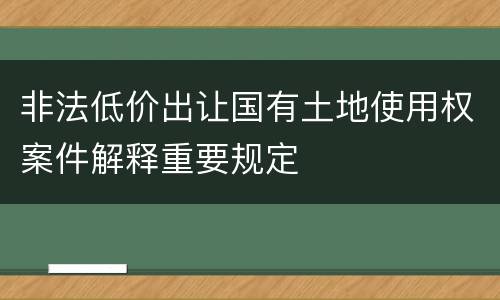 非法低价出让国有土地使用权案件解释重要规定