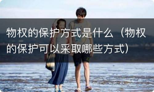 物权的保护方式是什么（物权的保护可以采取哪些方式）