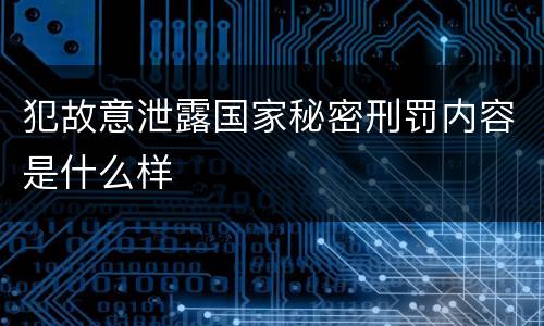 犯故意泄露国家秘密刑罚内容是什么样