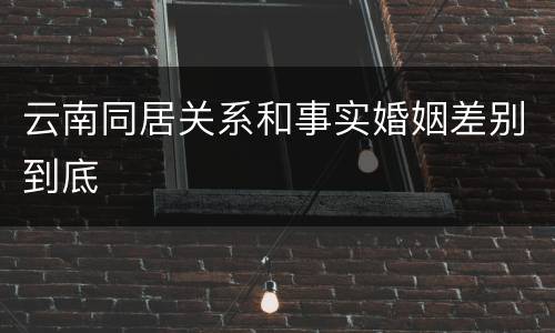 云南同居关系和事实婚姻差别到底