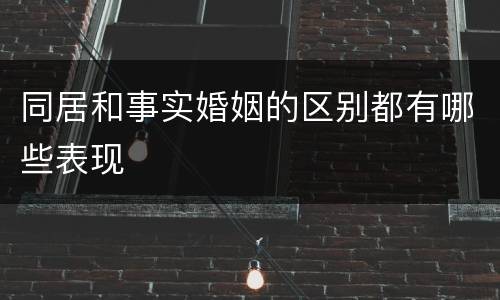 同居和事实婚姻的区别都有哪些表现