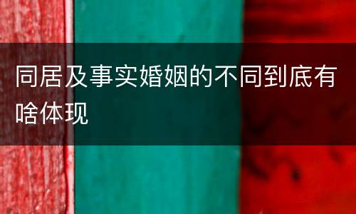 同居及事实婚姻的不同到底有啥体现