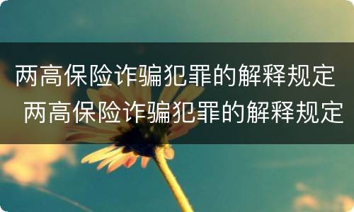 两高保险诈骗犯罪的解释规定 两高保险诈骗犯罪的解释规定是