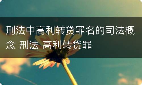 刑法中高利转贷罪名的司法概念 刑法 高利转贷罪