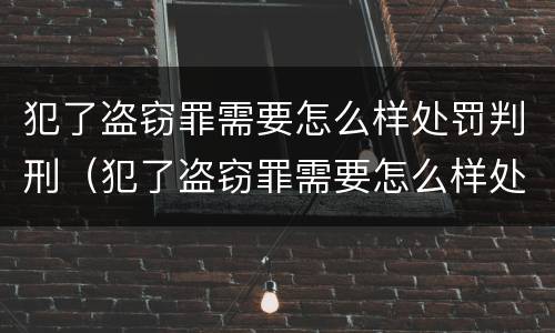 犯了盗窃罪需要怎么样处罚判刑（犯了盗窃罪需要怎么样处罚判刑多久）