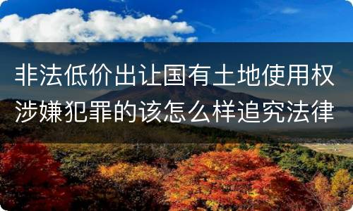 非法低价出让国有土地使用权涉嫌犯罪的该怎么样追究法律责任