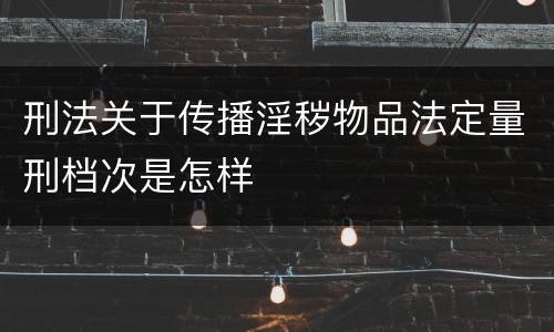 刑法关于传播淫秽物品法定量刑档次是怎样