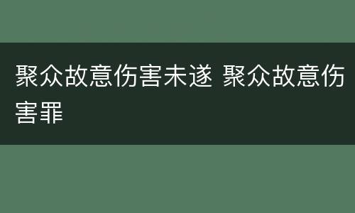 聚众故意伤害未遂 聚众故意伤害罪
