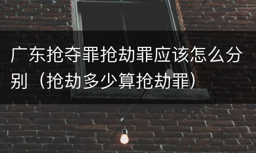 广东抢夺罪抢劫罪应该怎么分别（抢劫多少算抢劫罪）